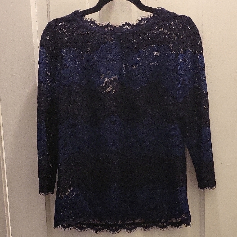 Elegant Lace Women's Top - Black and Blue